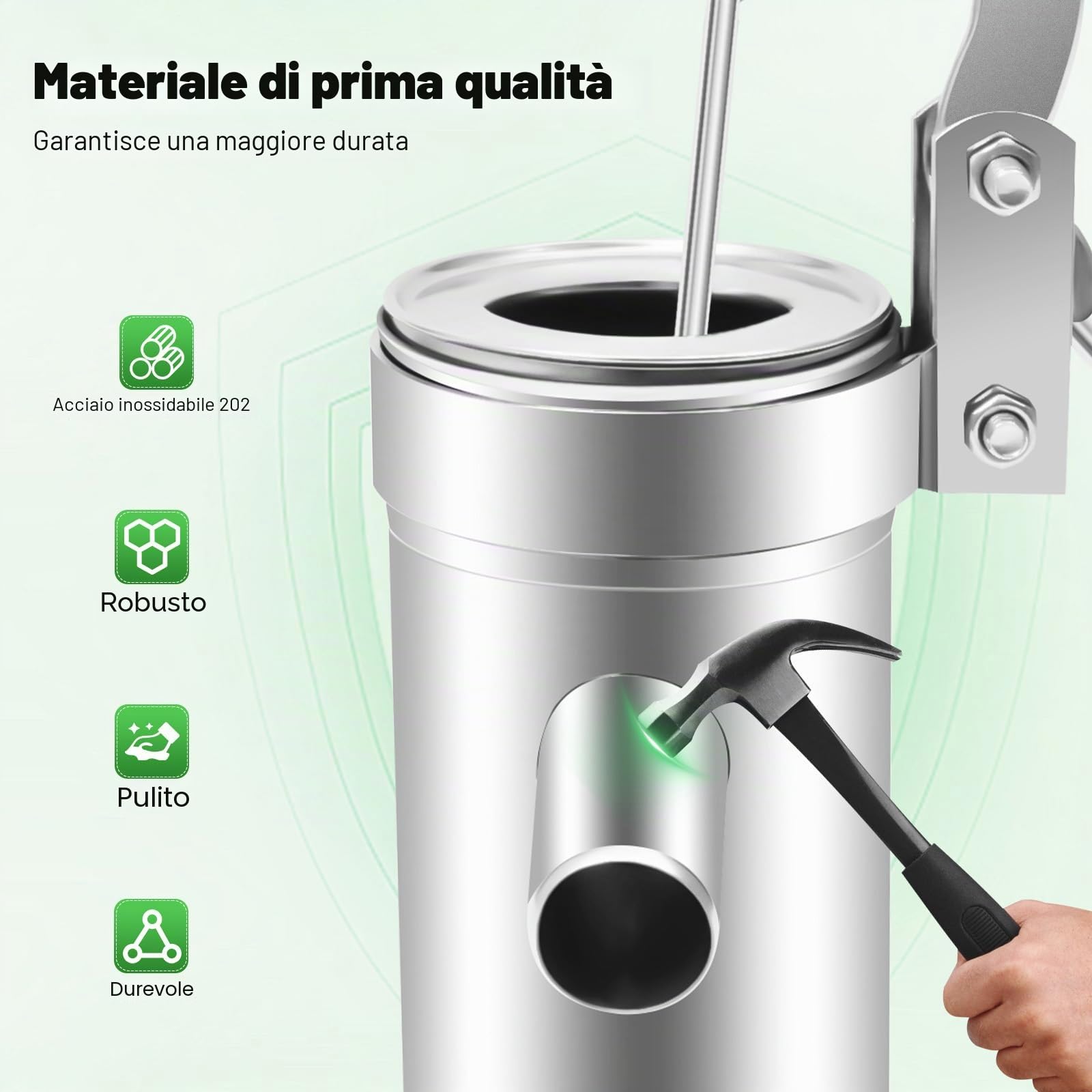 Pompa dell'acqua in acciaio inox, Home pompa da giardino manuale di ricambio, pompa a mano per acque sotterranee fino a 10 m di profondità