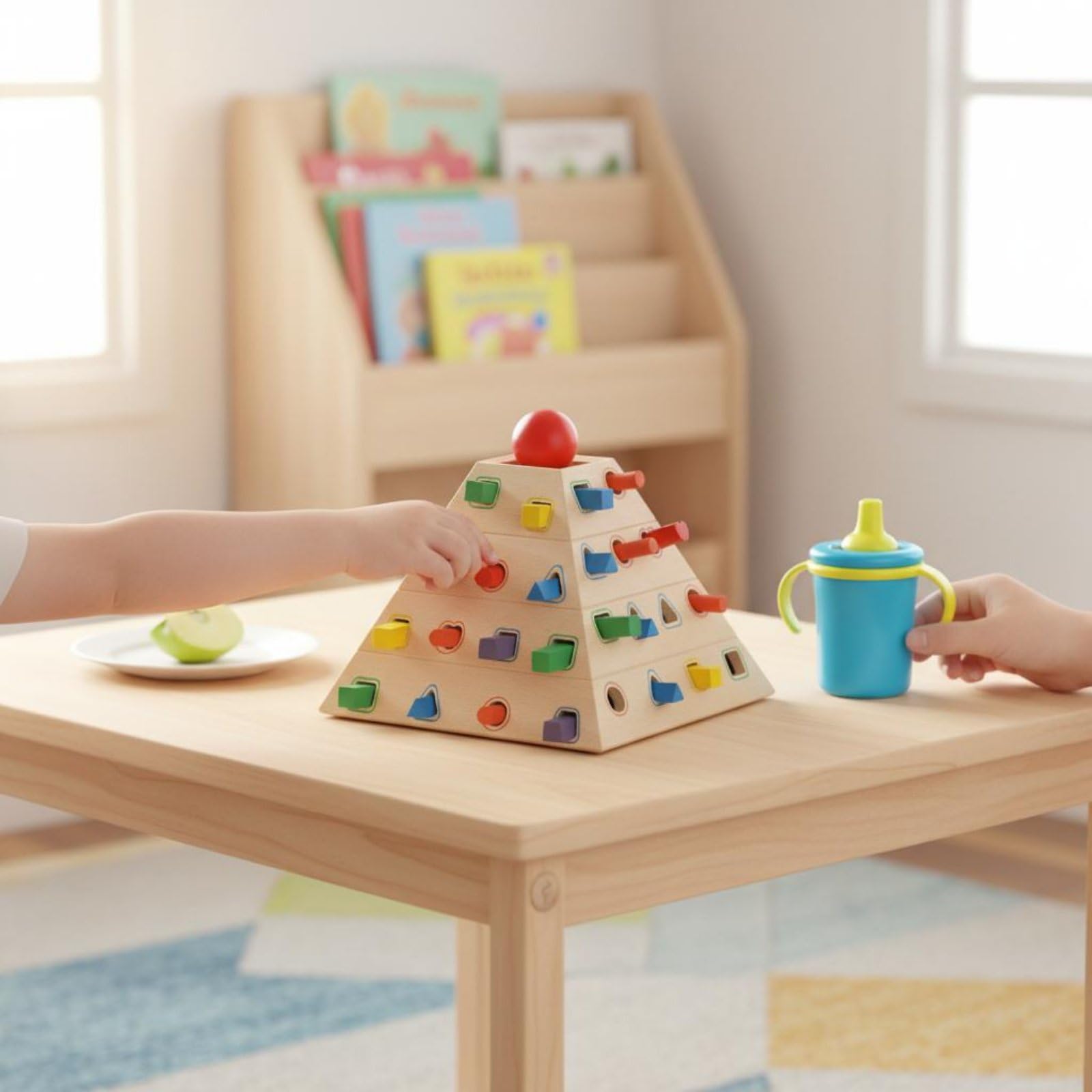Ziehstab-Spiel Feinmotorik Holz-Balancierspiel Farbenlernen Pädagogisch Holzspiel für Kinder