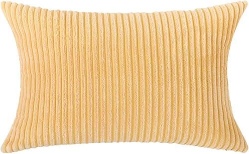 vctops Fundas de almohada rectangulares decorativas de pana a rayas, fundas de cojín suaves y sólidas para sofá, dormitorio, automóvil, 12 x 20