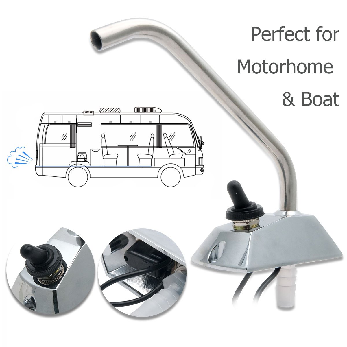 Pompa acqua per camper, pompa elettrica per cucina a membrana micro autoadescante ad alta pressione Maso 12V e rubinetto girevole a 360 ° / rubinetto per camper/roulotte