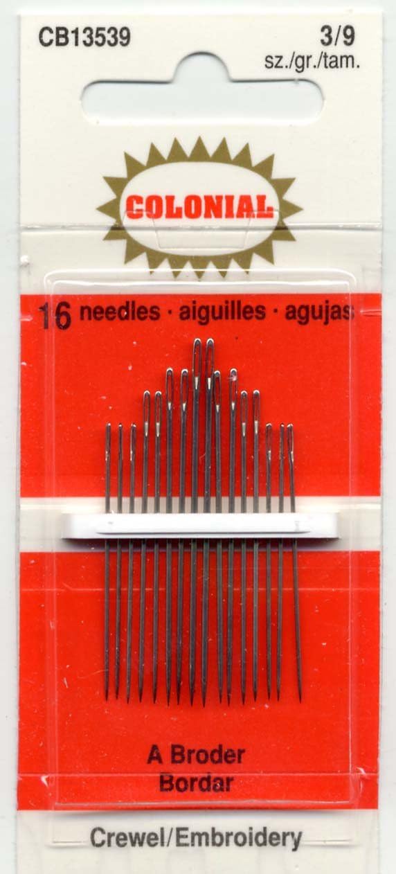 Colonial Needle CB135-3-9 16 Count Embroidery Needles, Size 3/9
