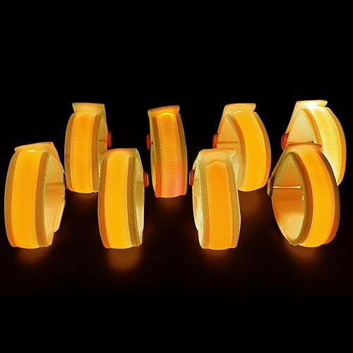Miniatura 7 de Paquete de 8 pulseras LED iluminadas, pulseras intermitentes que brillan en la oscuridad, suministros de fiesta para fiestas, festivales, deportes,