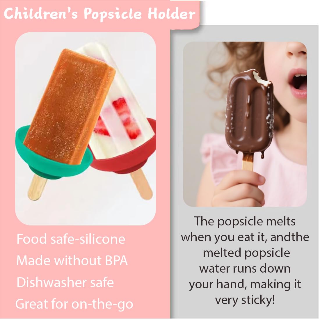 4 Piezas Soportes para Paletas para Niños con Organizador, Porta Paletas Antigoteo, Porta Conos de Helado Reutilizable, para el Verano (Amarillo, Rojo, Verde, Morado)