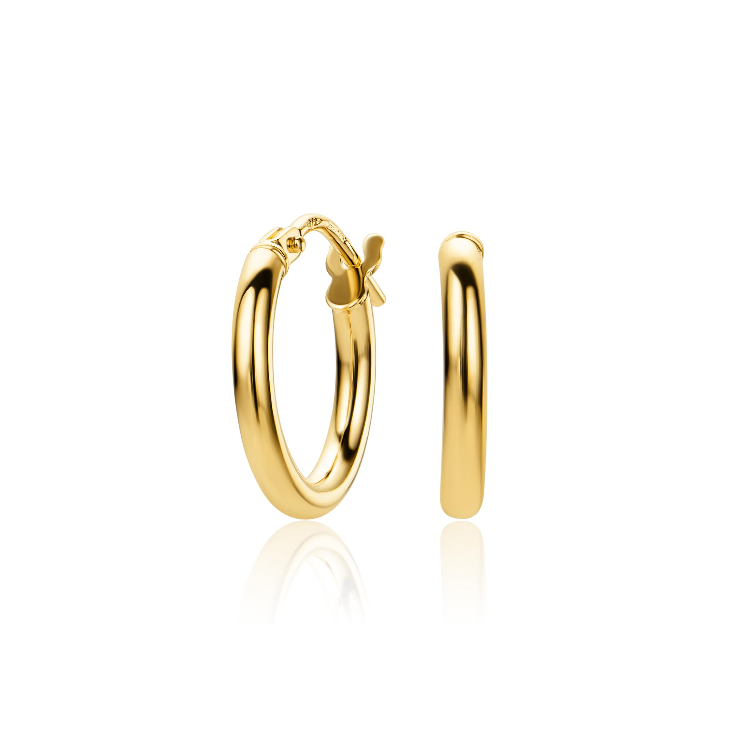 PRINS JEWELS Piccoli orecchini a cerchio da donna in oro giallo 375 9 carati | Orecchini in vero oro lucido dall'Italia