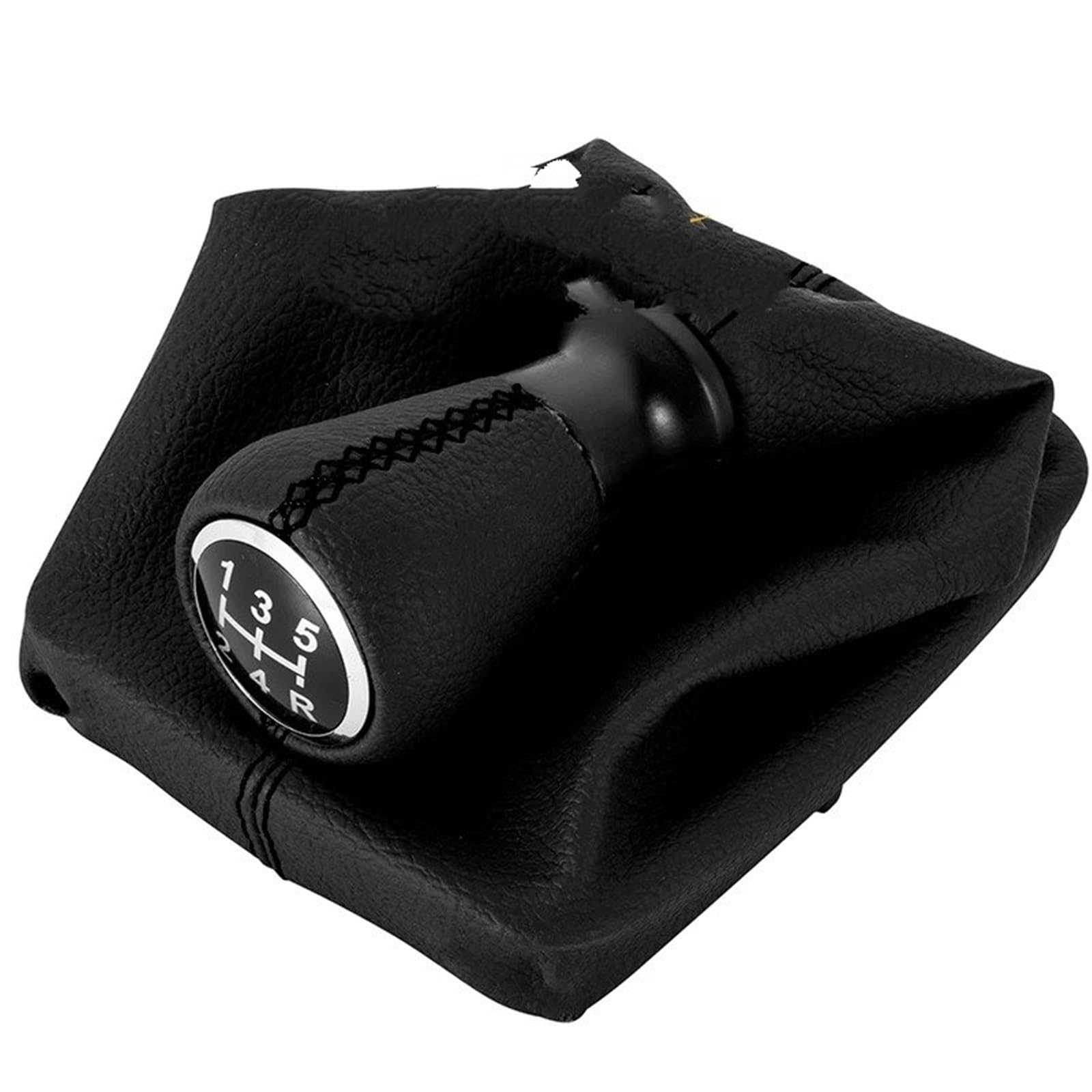 Dufwehr Black Shifter Knob For Peugeot 206 406 Manual Transmission 5 Speed Leather Gear Shift Knob Gaiter Boot Cover Shifter Handle Car Accessories(Black)