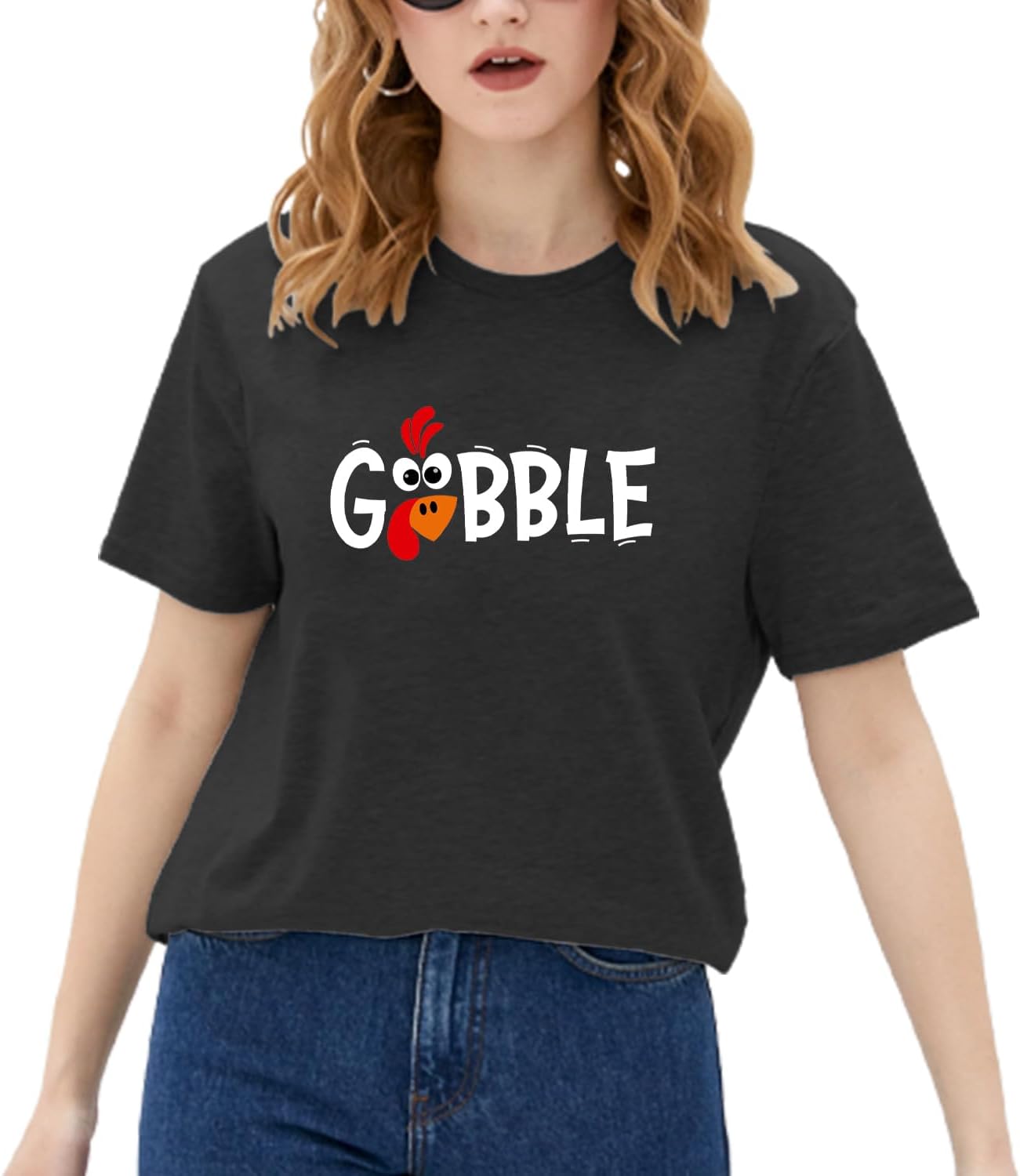 PQZ Thanksgiving Shirts for Women Gobble T-shirt Turkey Tee Shirts Family Thanksgiving Tops - Image 2