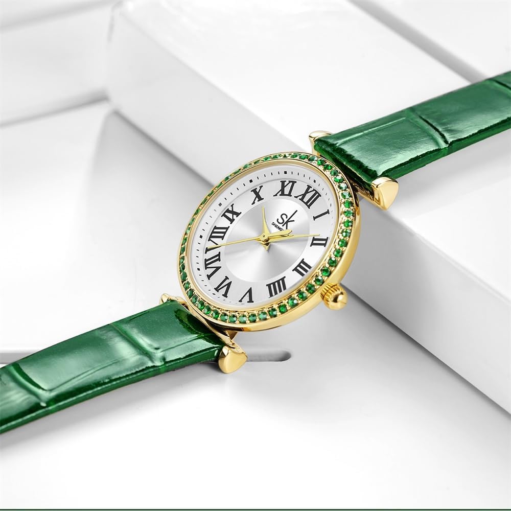 SHENGKE SK Fashion Crystal-Accented Watch for Women with Roman Numerals, Easy Read Dial Watch - Image 5