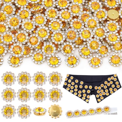 130 PCS Citrine Sew on Rhinestones for Bedazzling, 12 MM Large Sew On Gems