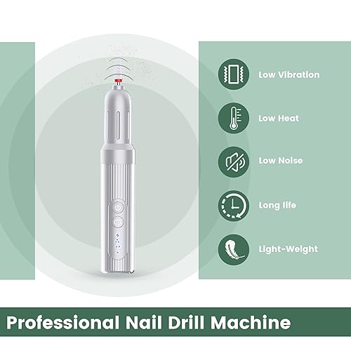 Miniatura 3 de Taladro eléctrico de uñas - 6 velocidades, par aumentado. Set con base de carga. Cabezales de metalmolienda, cubiertas antipolvo incluidas. Cuerpo