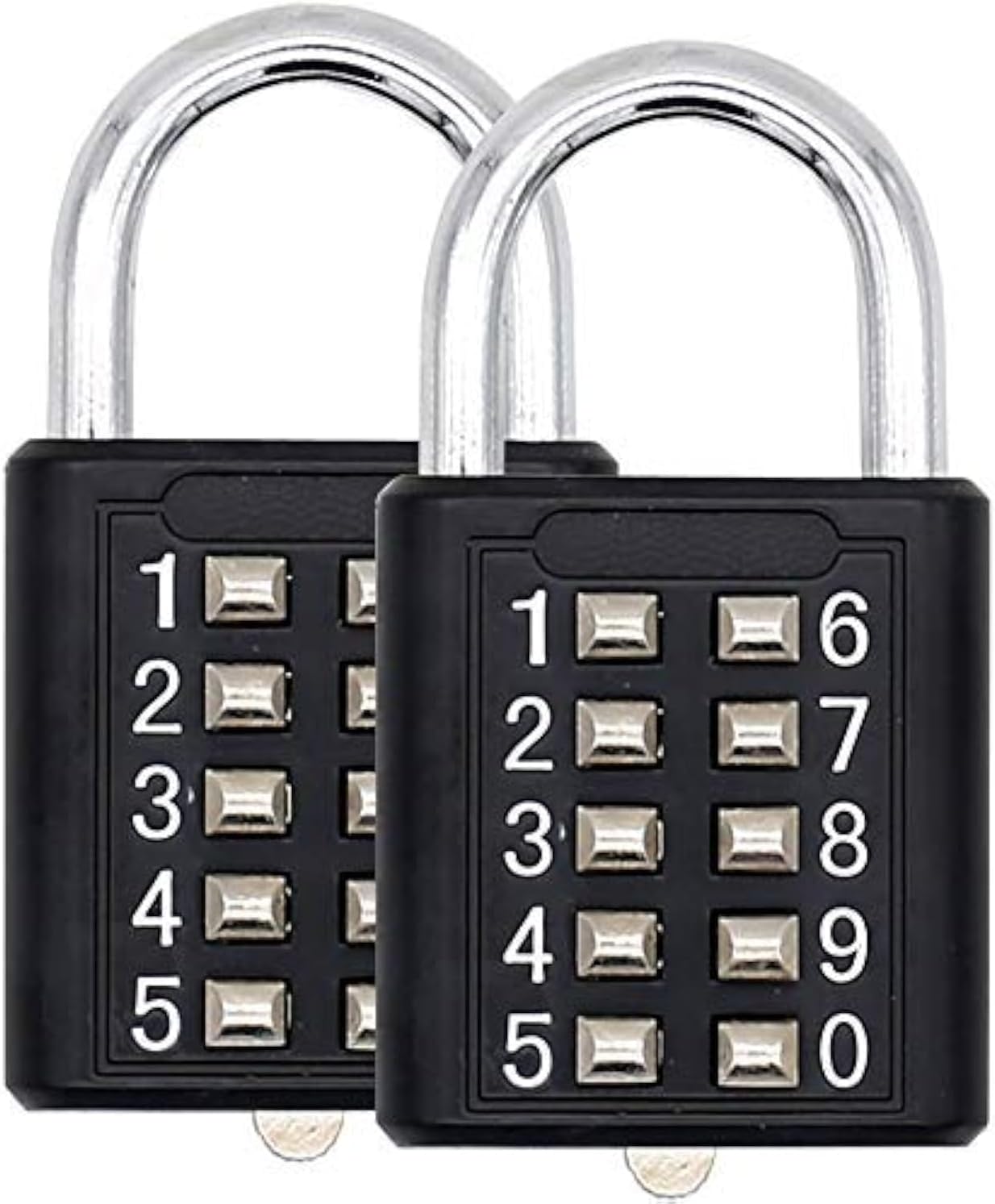 MIONI Guard Security 10 Digit Push Button Combination Padlock, 5 Digit Locking Mechanism, (2 Pack)