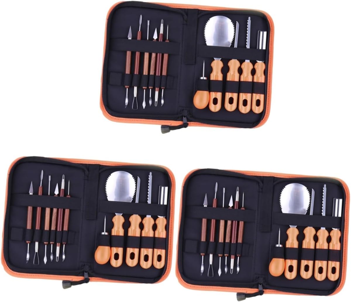 PRETYZOOM 36pcs Professional Pumpkin Carving Tools Halloween Double-sided Sculpting Kit Handle and Blades for Lanterns and Creative Decor