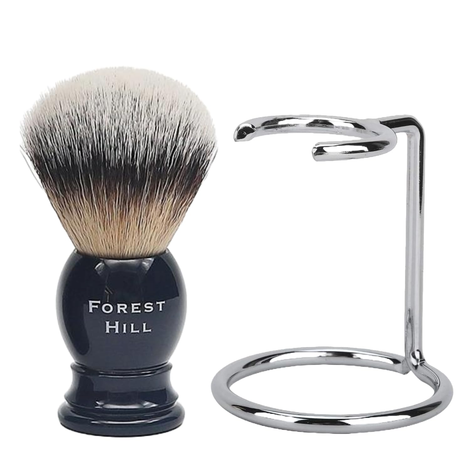 Forest Hill Ashford Premium Shaving Brush For Men, Super Soft Bristles & Ergonomic Design With Brush Holder, Compact & Easy Grip, Ideal For Personal & Professional Salon (Blue Brush & Stand) 1