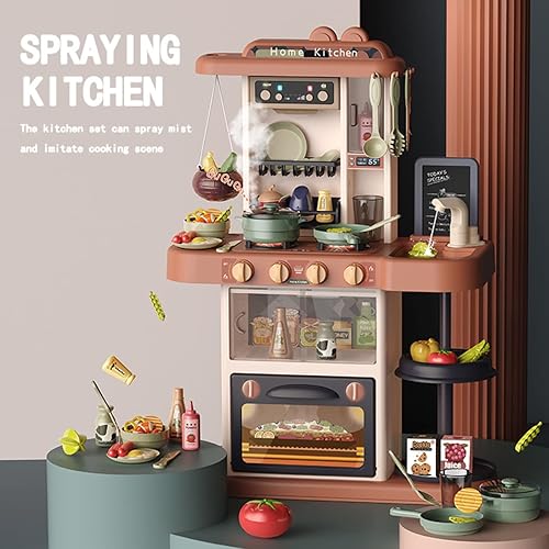 Miniatura 6 de Juguete de cocina para niñas juego de cocina de simulación juego de accesorios de juguete con sonidos y luz reales fregadero de juego estufa de