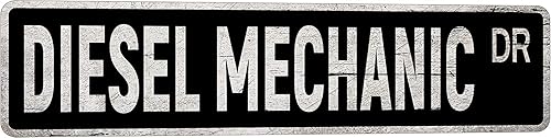 Letrero de metal con diseño de mecánico diésel, letrero de lata retro de calle, para decoración de pared del hogar, bar, patio, habitación, 16 x 4