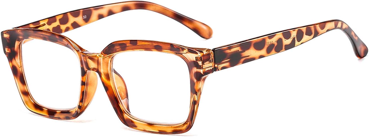 Suertree Reading Glasses 4 Pack Computer Glasses Fashion Comfortable Glasses for Reading Multicolor Large Glasses Frames Spring Hinge Reader Aided Eyeglasses for Men Women BM541