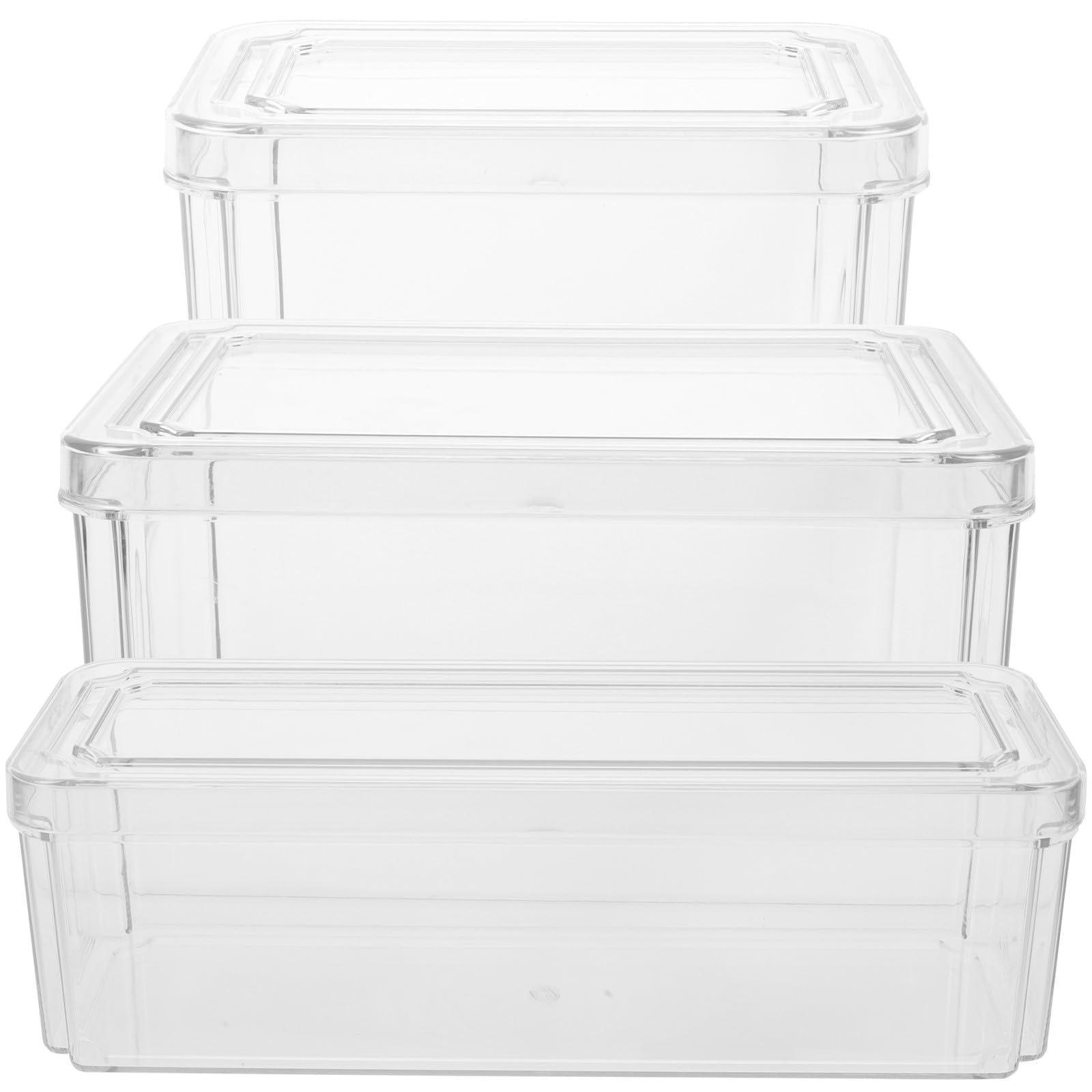 Generico Contenitori per Frigorifero 3 Pezzi in Pet Trasparente, Organizer per Cassetto Frutta e Verdura, Scatole per Conservazione Alimenti Freschi e Congelatore, Organizer Cucina per