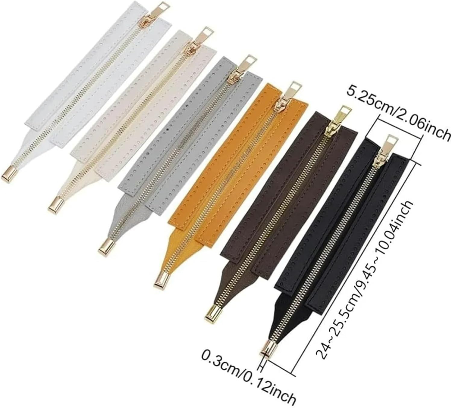 6pcs PU Leather Zipper 9.4 Inch 24cm Handbag Sewing Frames with Hole Rectangle Zippers Fixed Frame