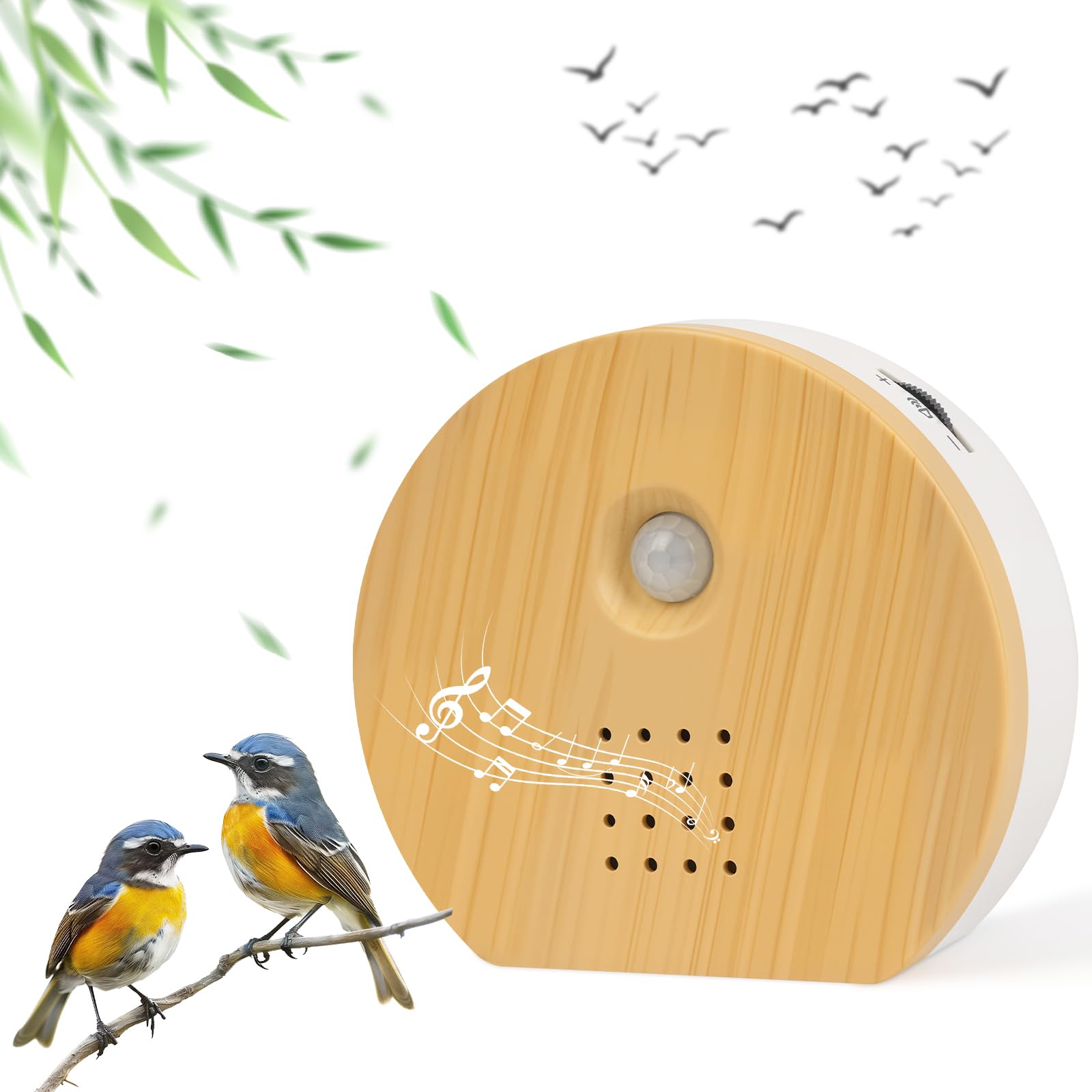 HOTUT Boîte À Sons d'oiseaux, Boîte de Sons Naturels, Détecteur de Mouvement, Gazouillis d'oiseaux, Boîte à Sons Naturels, Source de Forêt, Chant D’Oiseau avec Support Mural