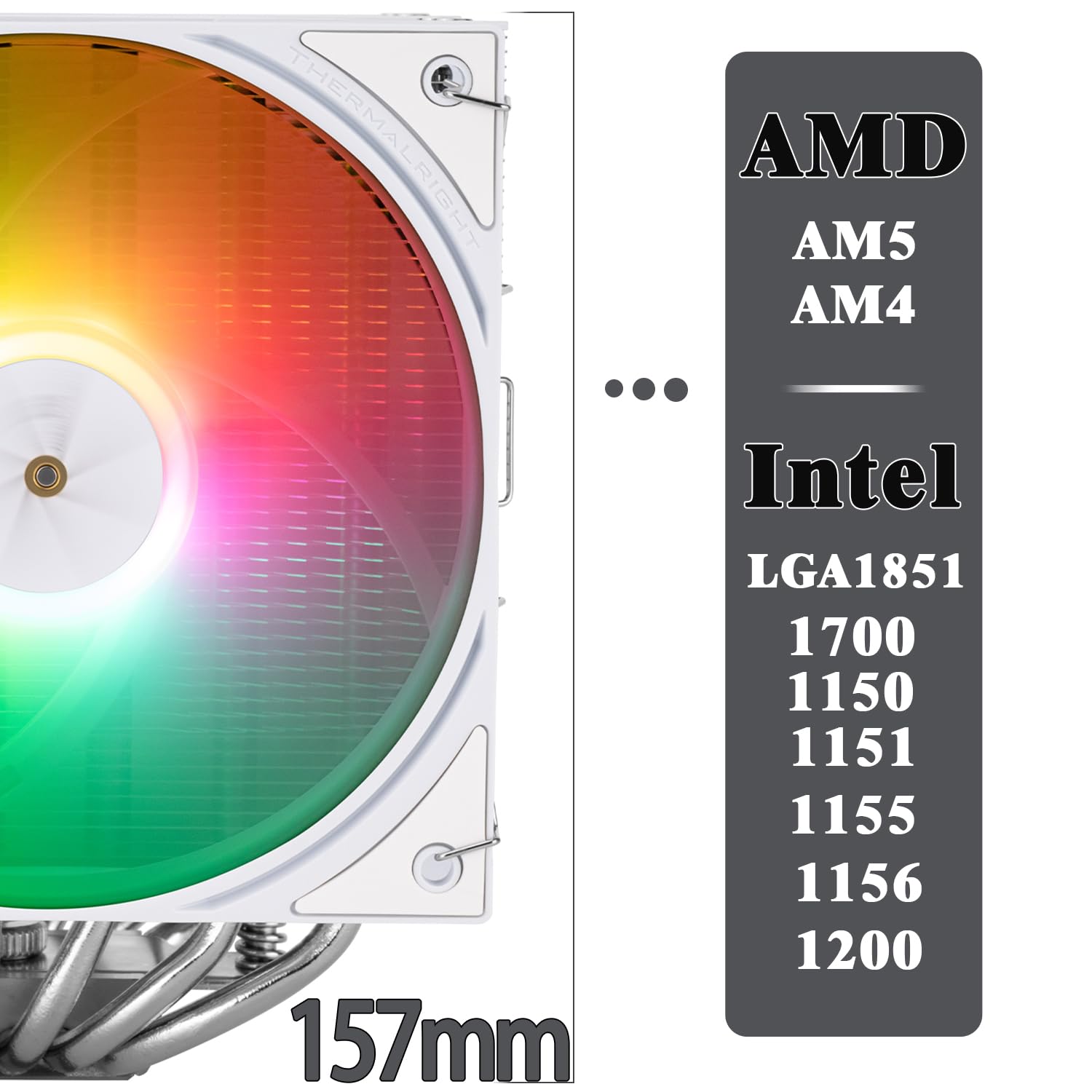 TR-Thermalright Peerless Assassin 120 ARGB White V3 - Refrigeratore CPU a doppia torre con 6 tubi di calore, con copertura superiore bianca, due ventole CPU da 120 mm, 2000 giri/min, per AM5/AM4