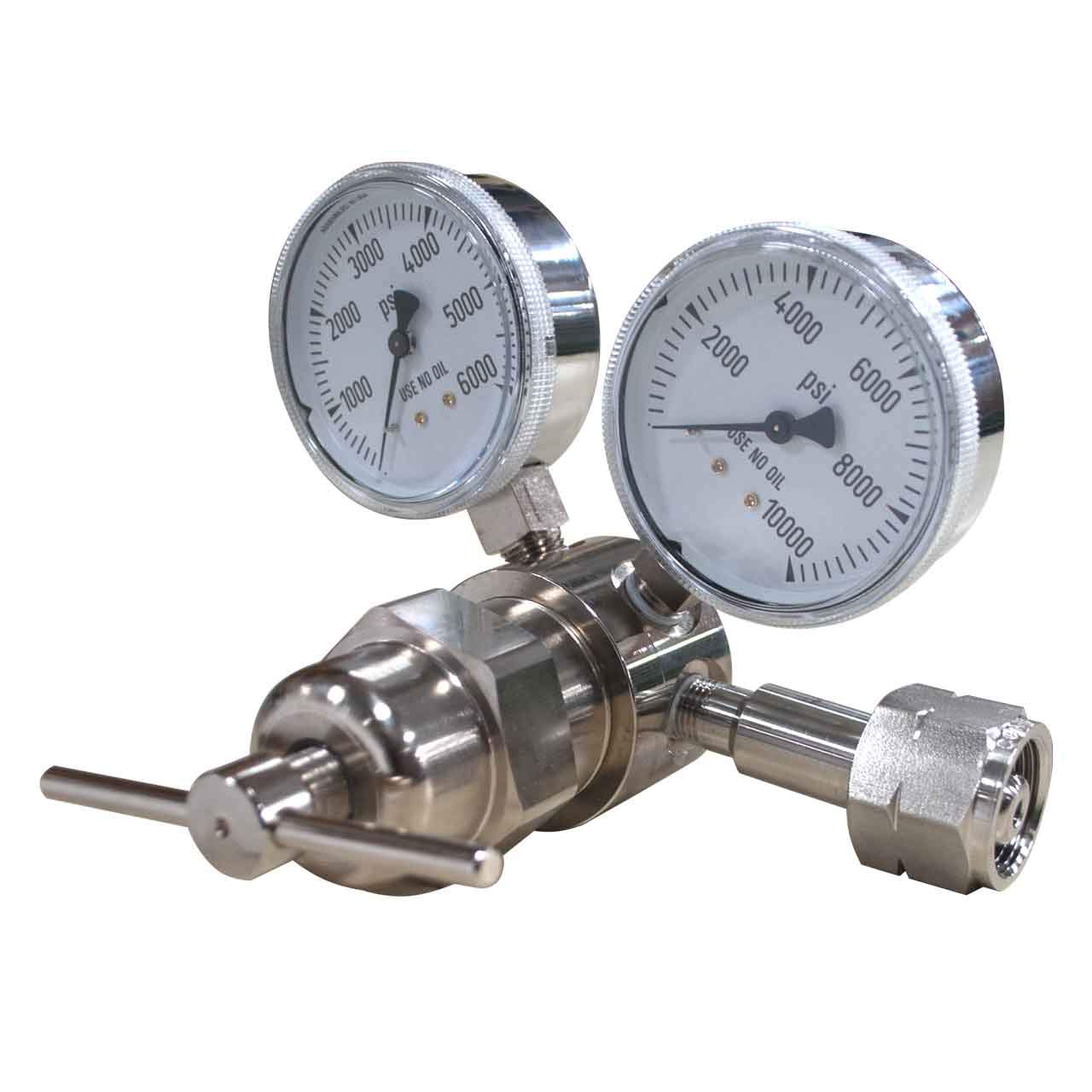 Miller Smith 827-00-27 Silverline High Pressure Analytical Brass Single Stage Regulators, 6000 PSI