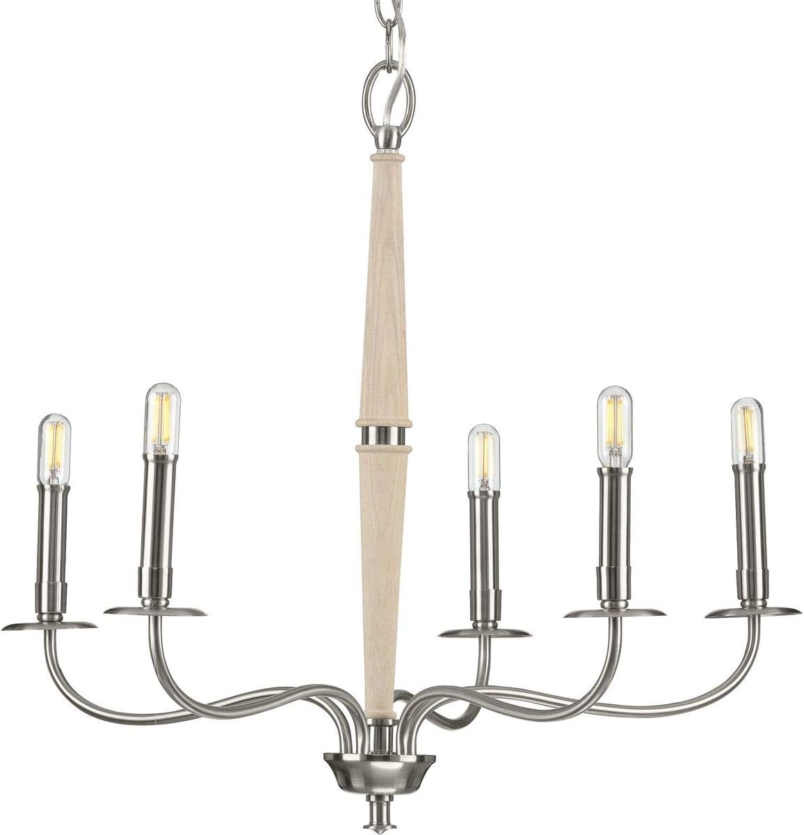 Progress Lighting Durrell Collection 5-Light Coastal Chandelier Light Brushed Nickel
