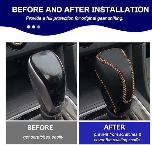 Miniatura 3 de DEYTOP Cubierta de palanca de cambios para Subaru Crosstrek y Forester 2019-2023 Protector de palanca de cambios de cuero para accesorios Subaru