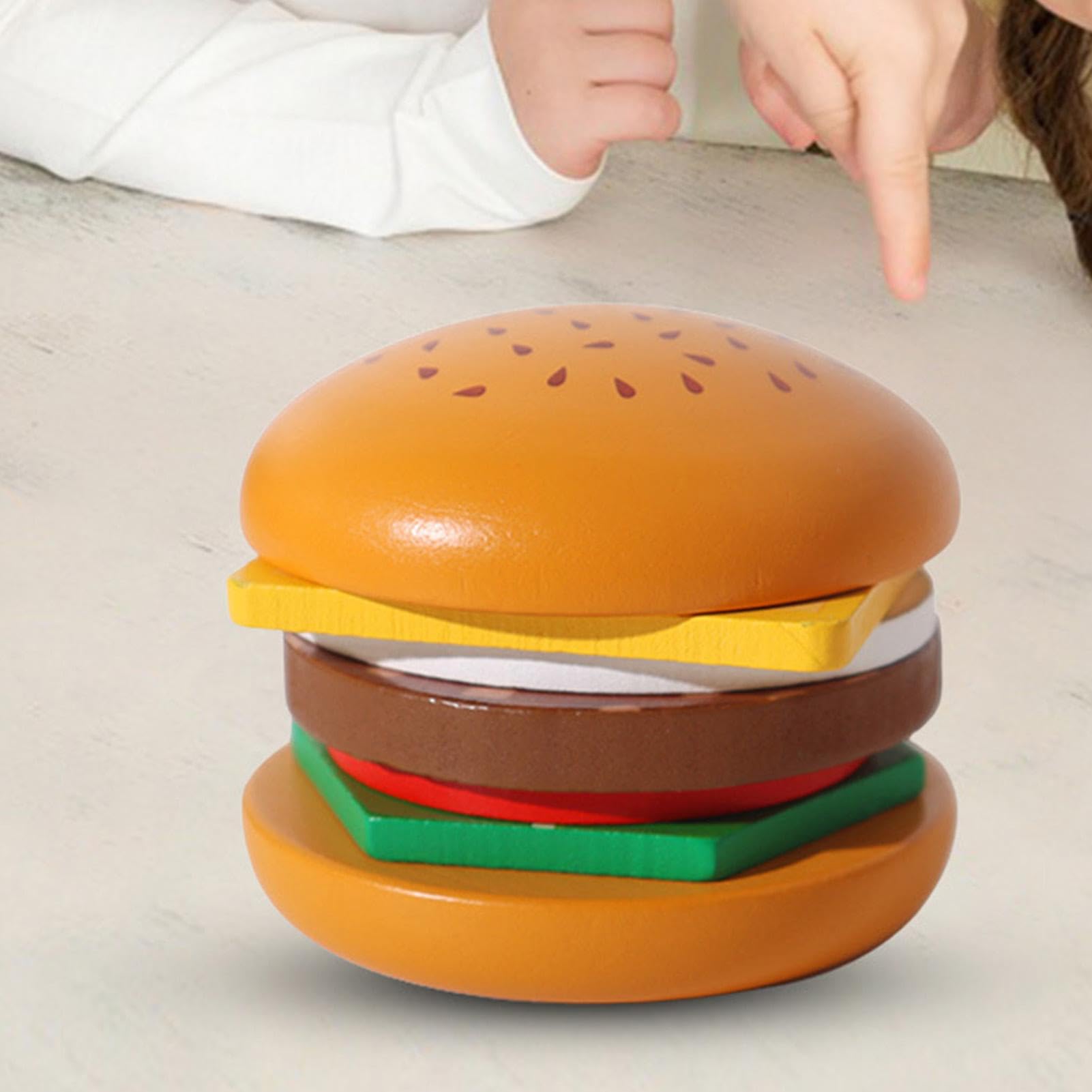 Amazon | フードスタッキングおもちゃ、木製バーガーサンドイッチ