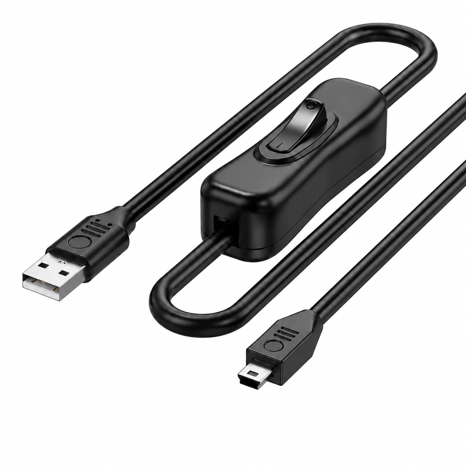 Leloco USB Kabel mit Schalter On Off, 0.5m Mini USB Ladekabel 2A | Physischer USB Schalter, PVC Datenkabel USB auf Mini USB für Dashcam, Kamera und Controller. Rostfreie Legierungsanschlüsse.