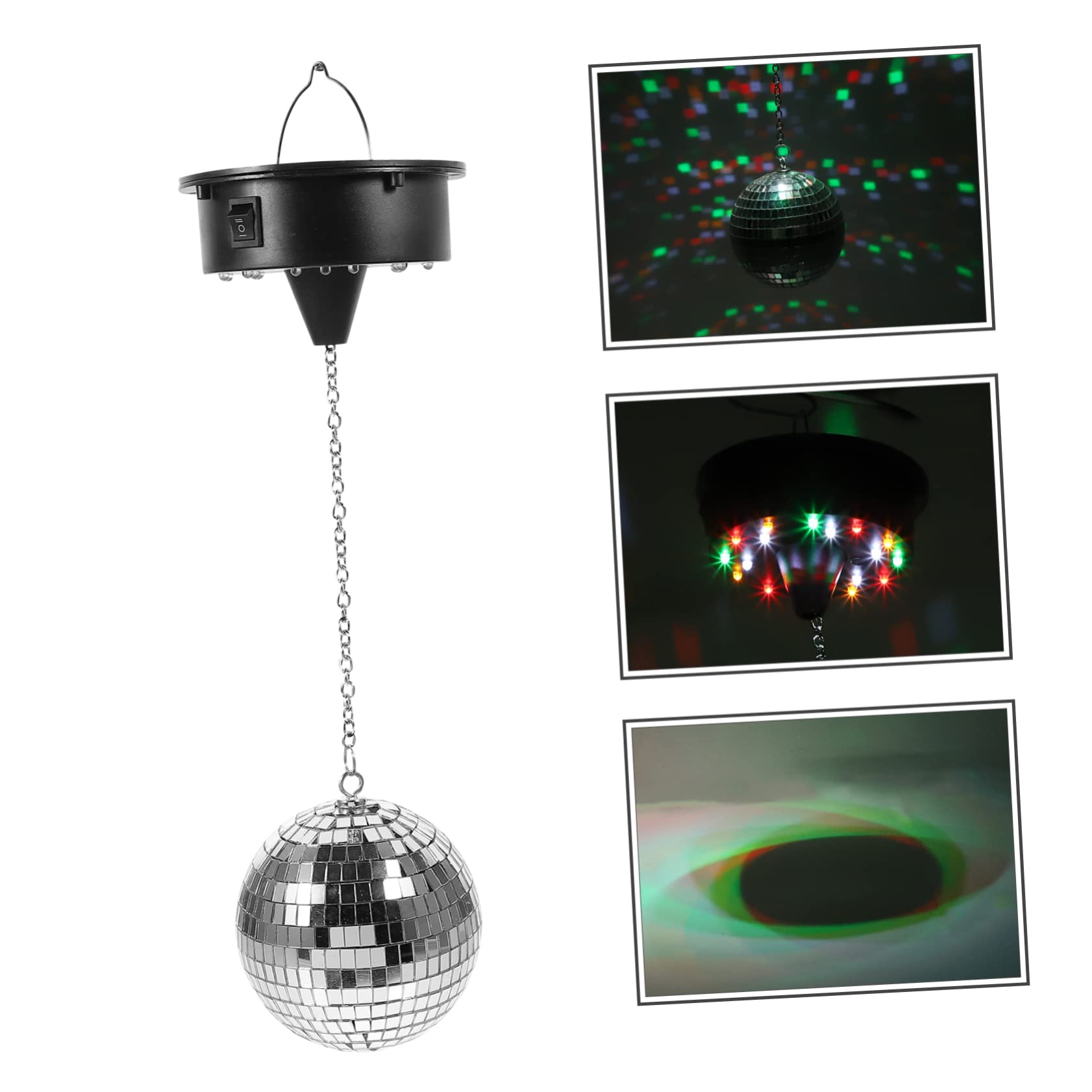 KALLORY 12cm Disco Mirror Ball Rotating Motor Led Spotlight for Parties Events