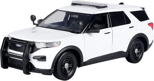 Motormax 76988 W - Auto, modelo de policía sin marcar, color blanco 124, modelo fundido a troquel 2022