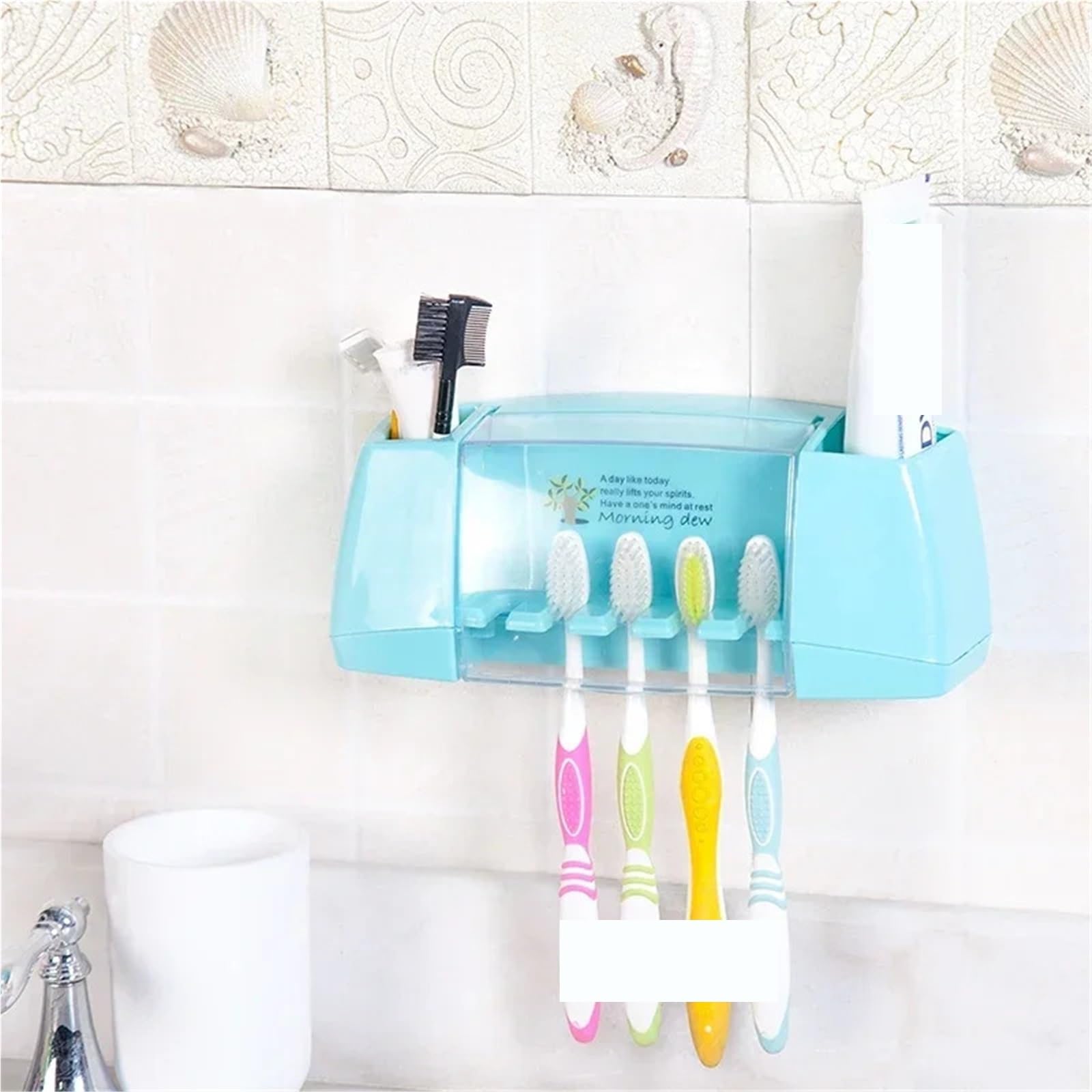 Portacepillos De Dientes De Pared Caja de Almacenamiento Multifuncional for cepillos Dientes