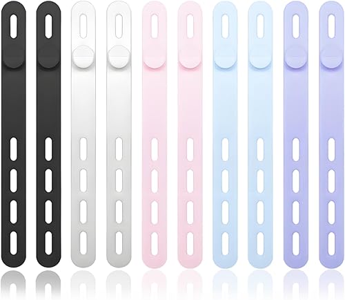 Paquete de 10 bridas de silicona para cables, organizador de cables, reutilizable, lavable, organizador de correas con hebilla de bloqueo, protector