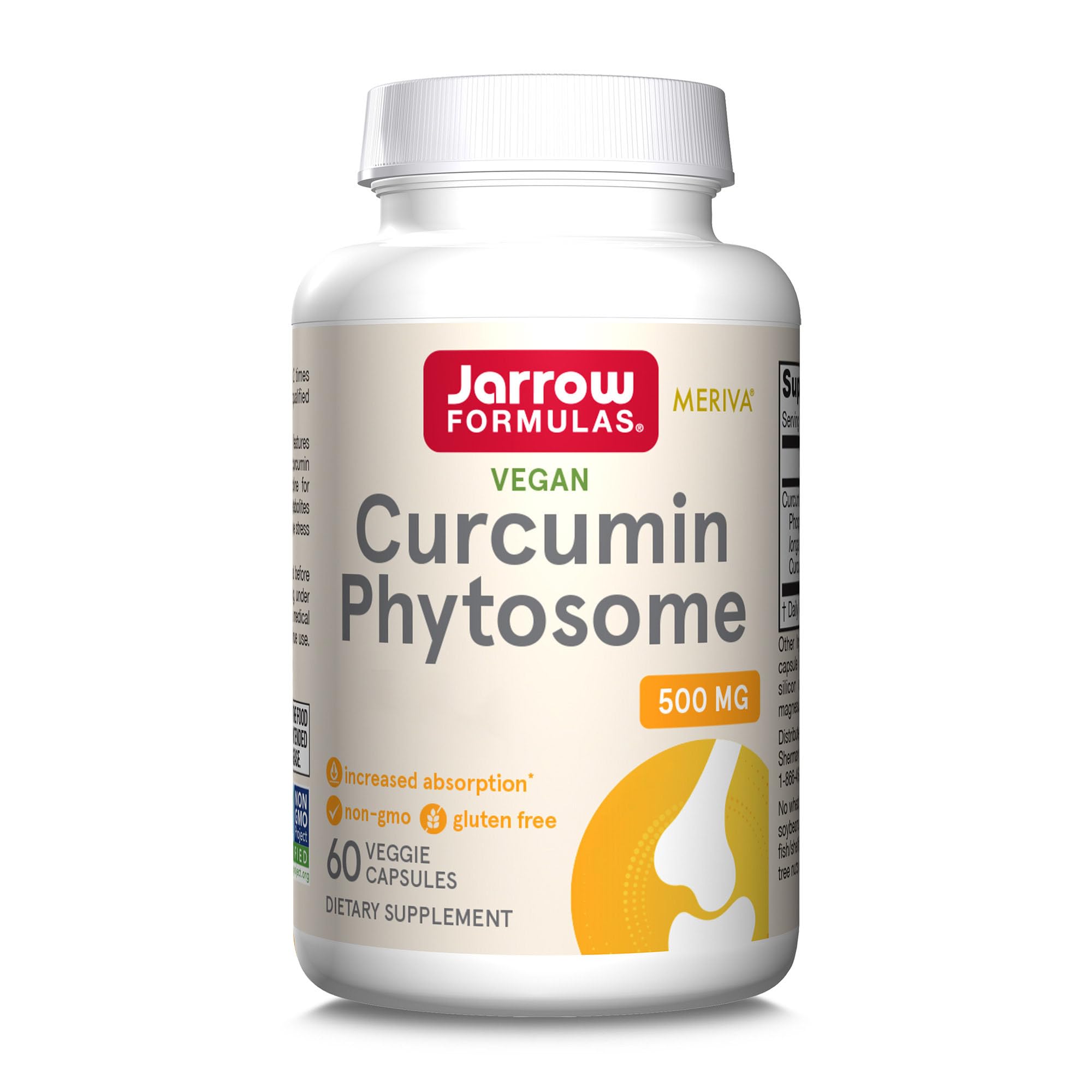 Jarrow Formulas, Curcumin Phytosome, 500mg, 60 Cápsulas veganas, Probado en Laboratorio, Sin Soja, Sin Gluten, Vegetariano, No GMO