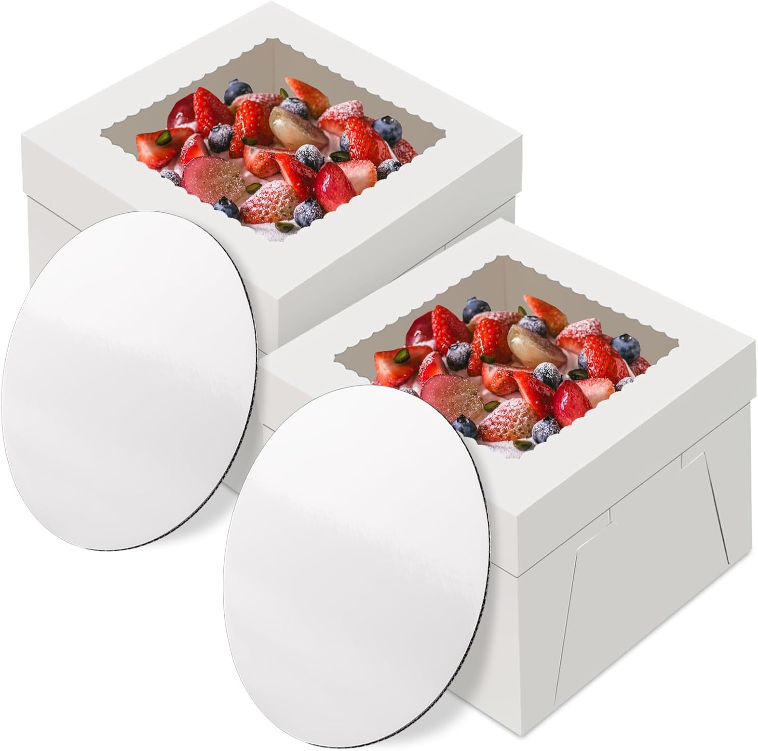 Cake Boxes with Cake Boards, 12 Inch Tall Cake Box, Disposable Cake