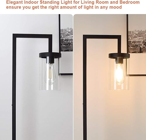 Miniatura 4 de Depuley Lámpara de pie industrial, moderna lámpara de pie de metal con pantalla de vidrio colgante, iluminación de lectura de poste alto rústico
