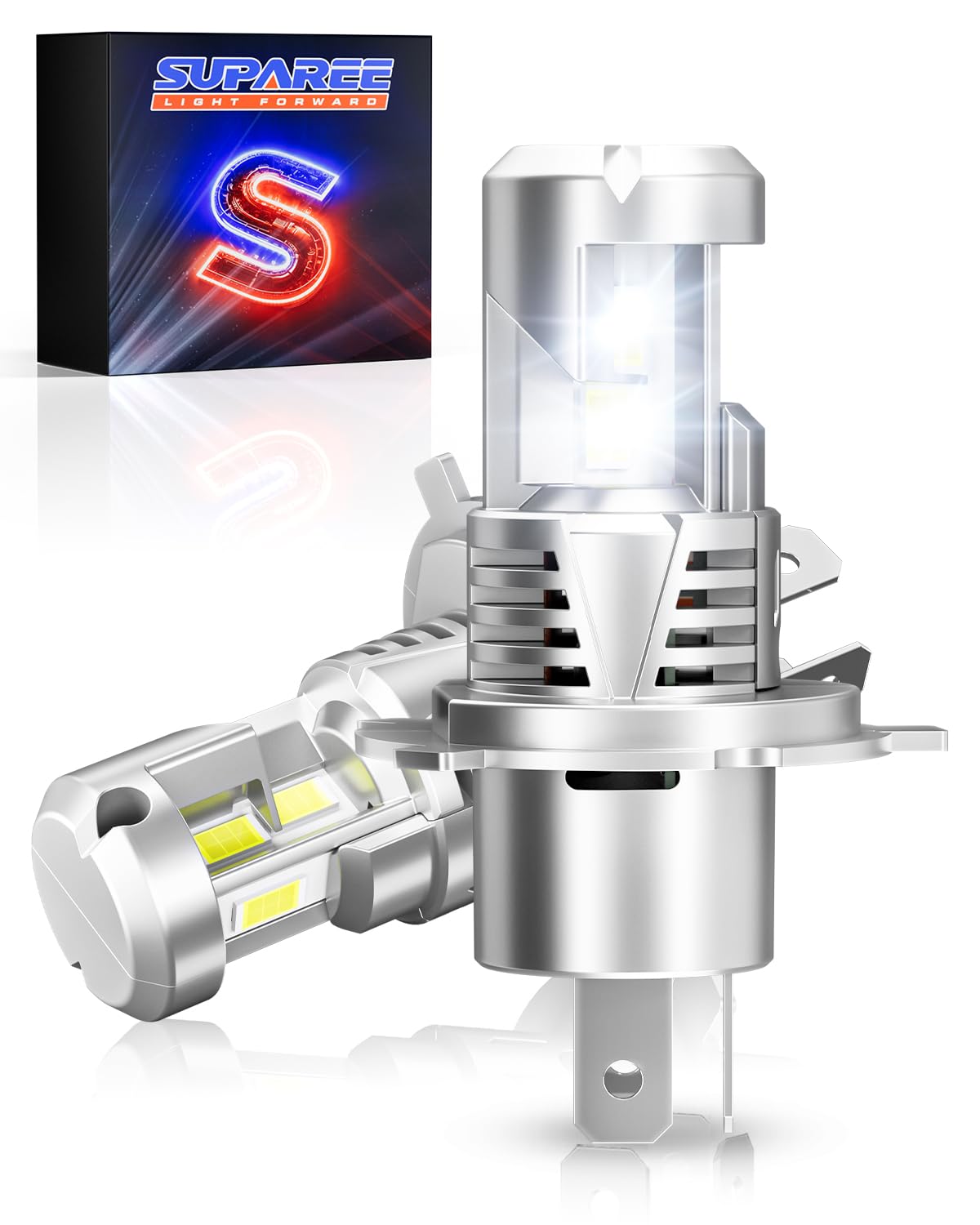 SUPAREE Lampadina H4 Auto Lampada H4 LED Lampadine h4 LED Canbus Illuminazione a 3 Lati 30000LM 80W 6500K Abbaglianti e Anabbaglianti con Ventola 1:1 Mini Plug-n-Play 2 Pezzi - 2