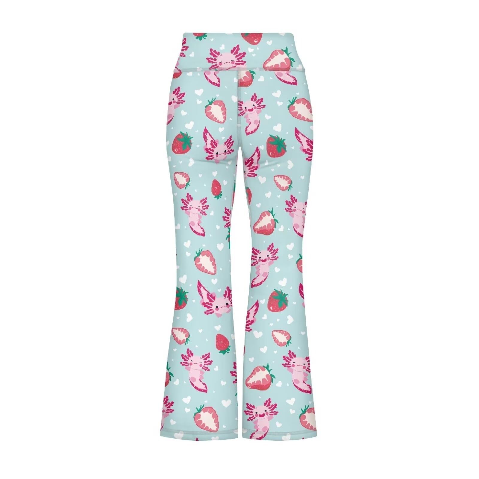 YEXIATODO Strawberry Axolotl Flare Leggings for Girls Size 11-12 Kids Yoga Pants Kids Workout Yoga Pants Youth Yoga Bell Bottoms Pants Dance Pants Tights Pants Hiking Running Yoga