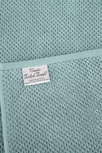 Classic Turkish Towels Premium Cotton Textured 6 Pc Towel Set - Soft, Absorbent, Quick-Dry Luxury Towels Made With 100% Turkish Cotton, Waffle Weave Design (Sea Green) #TOP5