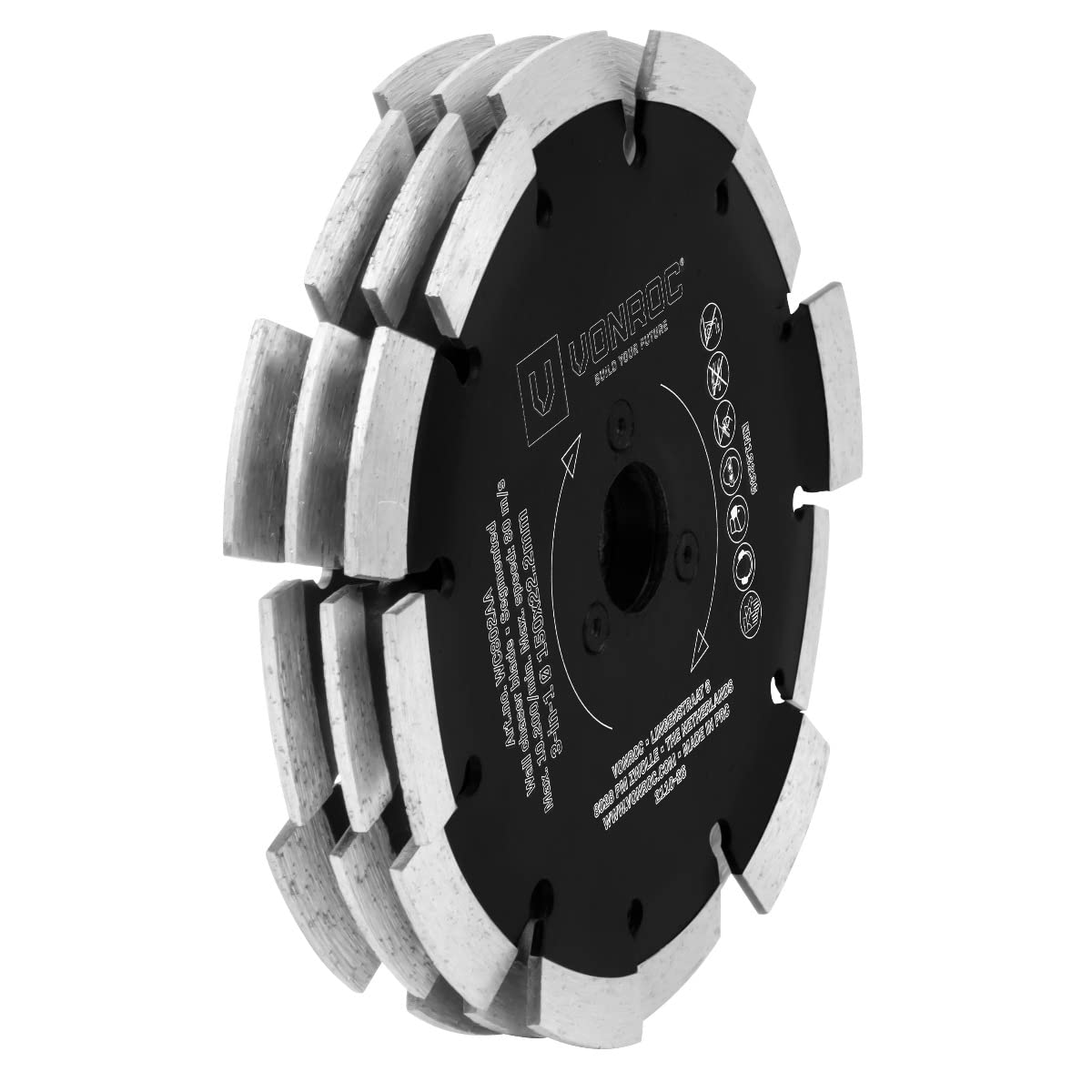 VONROC Disco de corte de diamante 3 en 1 - 150x22,2mm - Para la rozadora de pared VONROC PRO WC503AC