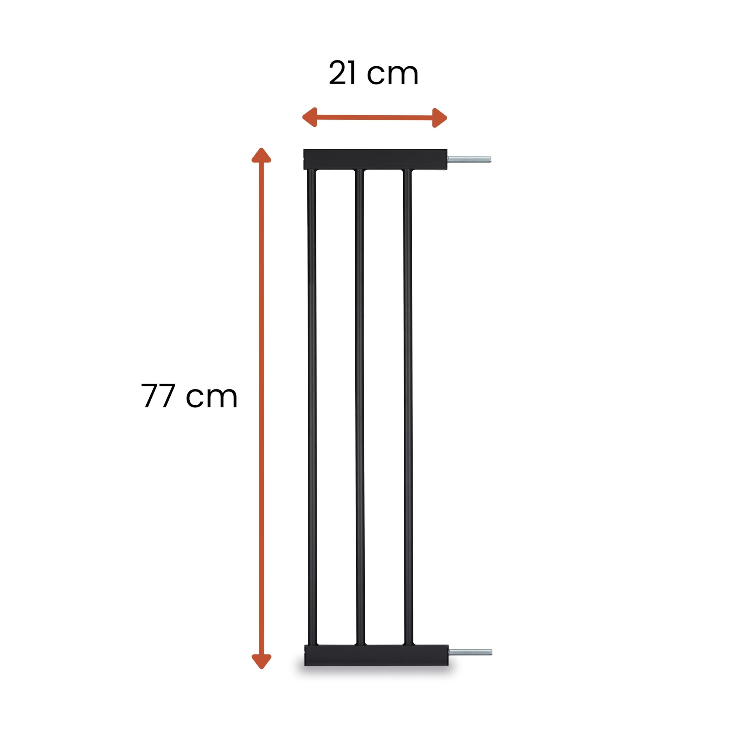 hauck Extension 21 cm pour Barrière de Securité Enfant par ex. pour Modèle Clear Step 2, Open N Stop 2, Autoclose N Stop 2, Rallonge Sans Perçage, Fixation par Pression - Métal Noir