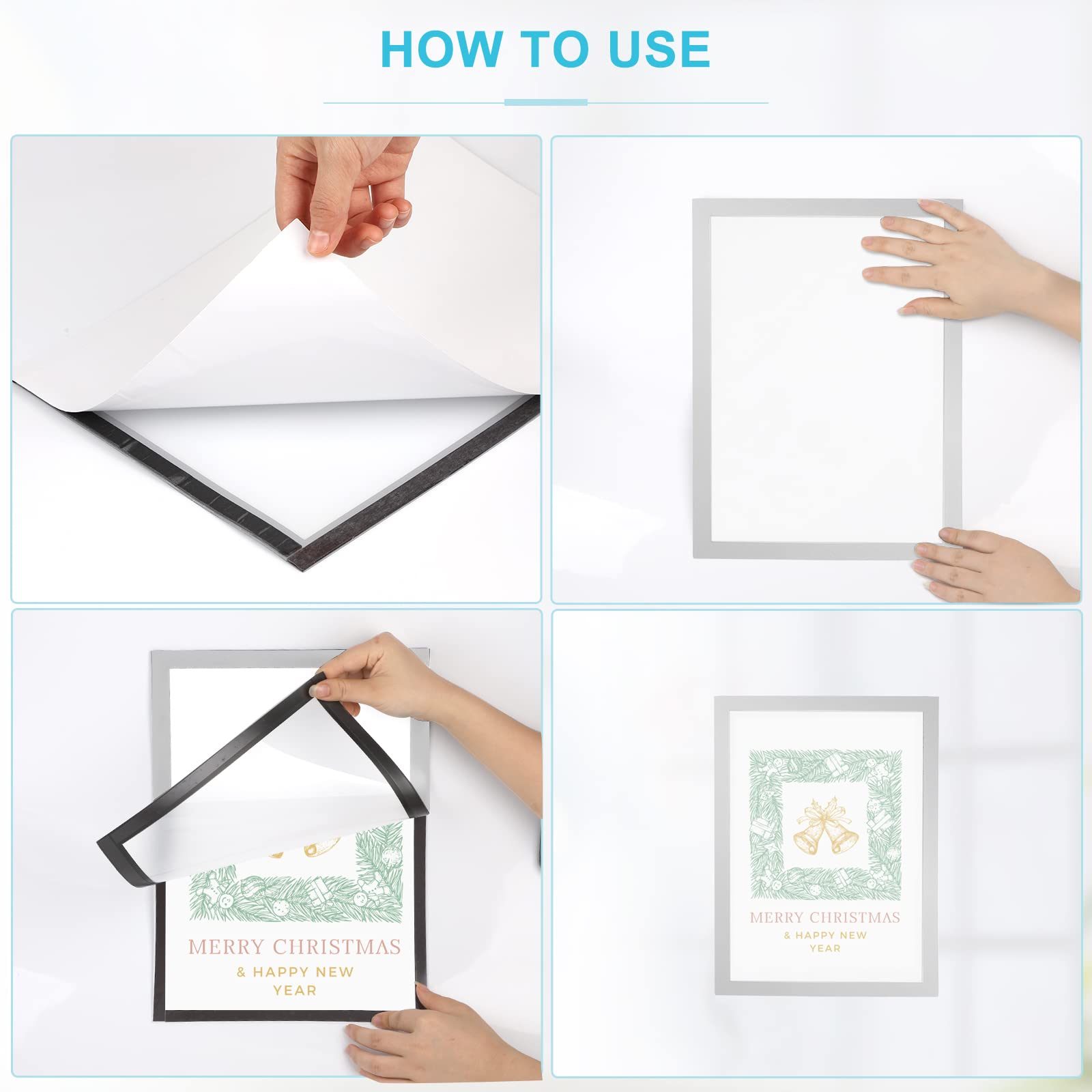 SWAWIS A4 Cornice Magnetica Autoadesiva, Cornici Magnetiche A4 Display Impermeabile per l'Affissione di Documenti, Manifesti, Informazioni, Pubblicità, Offerte, Argento