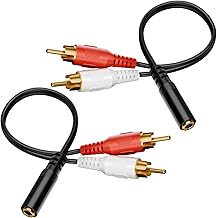 VCE 3.5mm Female to 2 RCA Splitter Male Stereo Audio Y Cable 2-Pack, Gold Plated Adapter Compatible for TV,Smartphones, MP3, Tablets, Speakers,Home Theater (8 inch)