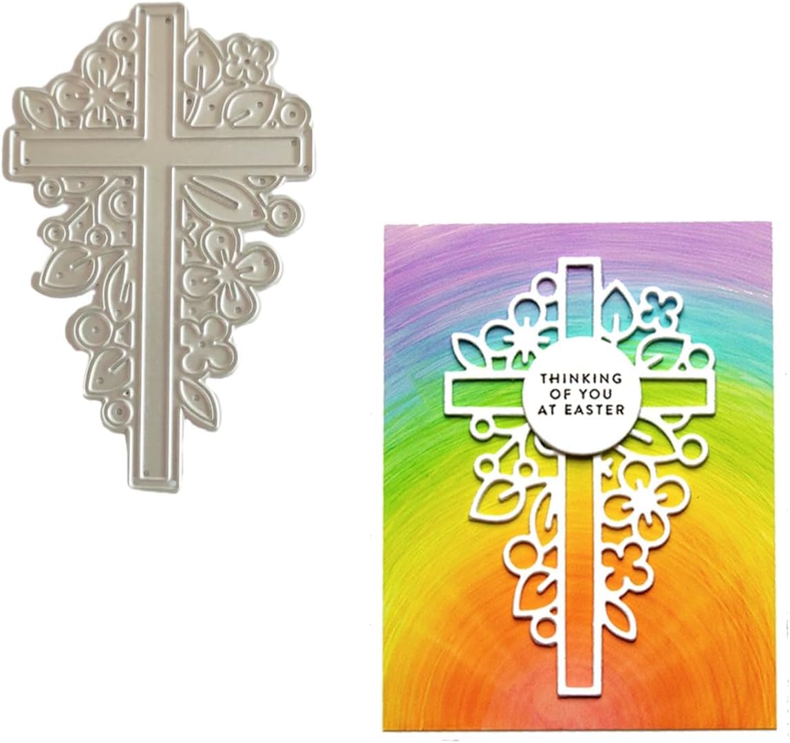 Metall-Prägeschablone 'Silber Kreuz Blumen' – Für Scrapbooking, Karten & Deko