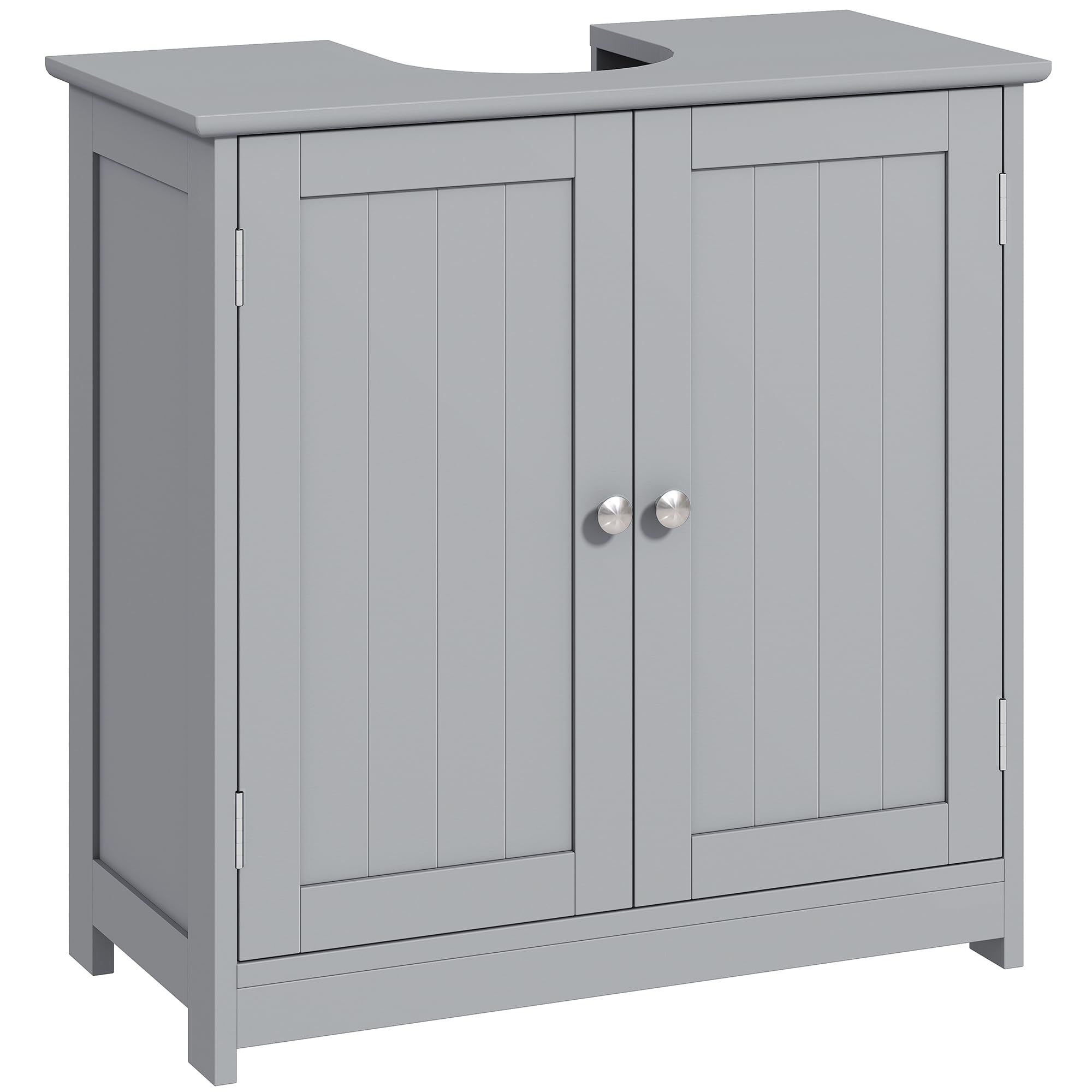 kleankin Pedestal Sink Storage Cabinet, Vanity Base Cabinet, Under Sink Bathroom Cabinet with U-Shape Cut-Out and Adjustable Internal Shelf, Gray