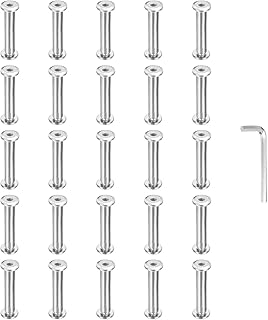 PATIKIL M5×5mm 六角シカゴネジ 6×30mm20個 304ステンレス鋼 メトリック六角ドライブソケットキャップ バインディングポストネジ スク ラップブック レザーベルト アルバム 家具修理 シルバー