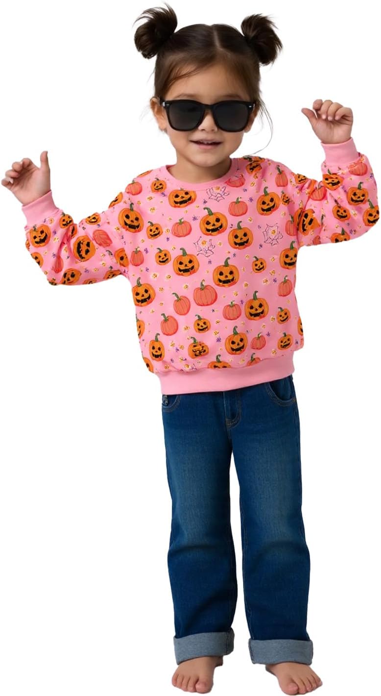 Kids Halloween Sweatshirt Toddler Boys Girls Pumpkin Bat Dinosaur Monster truck Graphic Crewneck Pullover Shirt 2-7t - Image 4