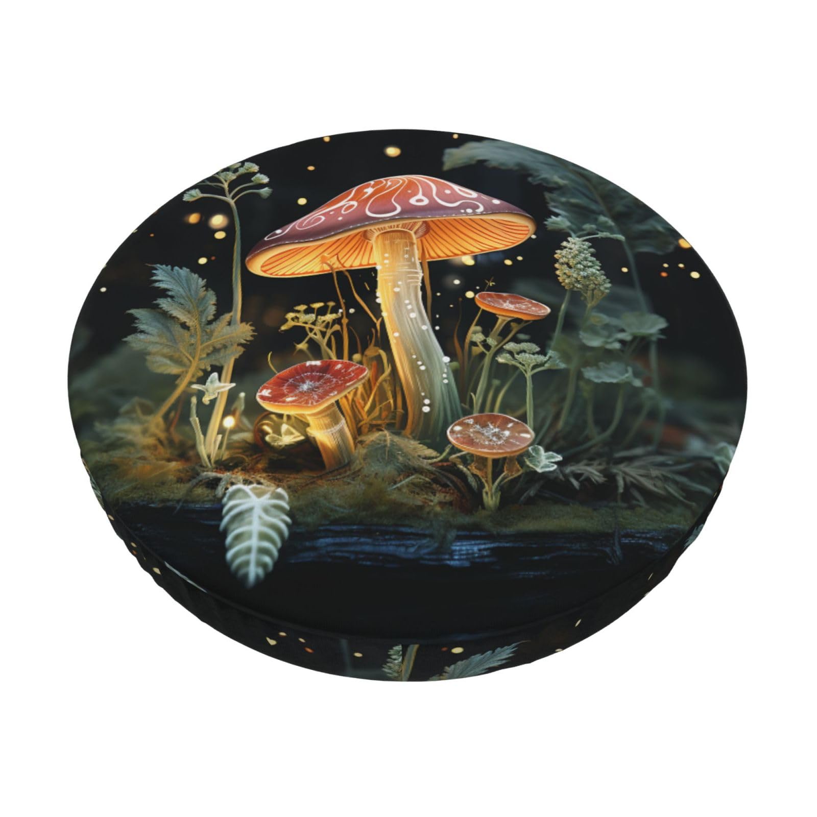 FodPand Butterfly Mushroom Stool Covers Round 14 inch, Stretch Round Bar Stool Seat Covers Washable Dustproof Stool Cushion Slipcover Soft Velvet Bar Chair Covers with Elastic Band
