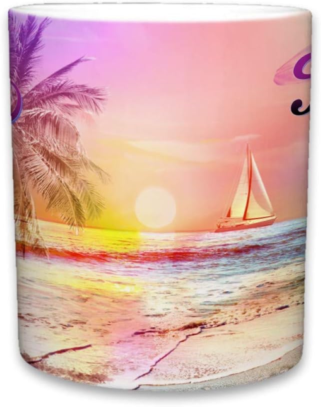 Best Deal Sweet Gisele | Tropical Florida Beach Mug | Ceramic Coffee Cup Souvenir | Colorful Floral Design | Shoreline View Mugs | Beautiful Palm Tree Accents | Great Novelty Gift | 11 Fl. Oz (Multicolored)