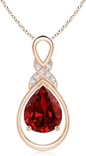ANGARA Lab-Grown Ruby Infinity Pendant with Lab-Grown Diamond 'X' Motif in Sterling Silver/14K Solid Gold for Women | July...