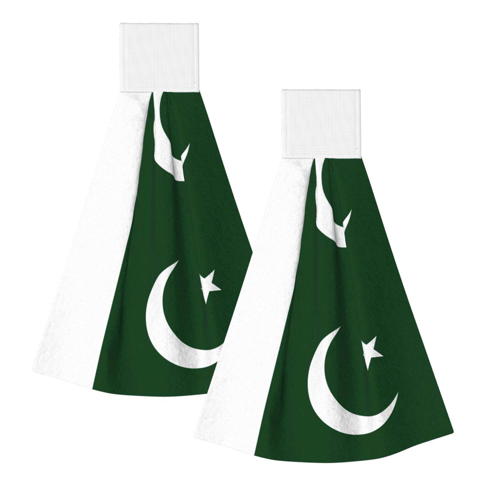DUWAA Flag Of Pakistan Print Hanging Hand Towel Quick Dry Bathroom Towel Soft Kitchen Towel